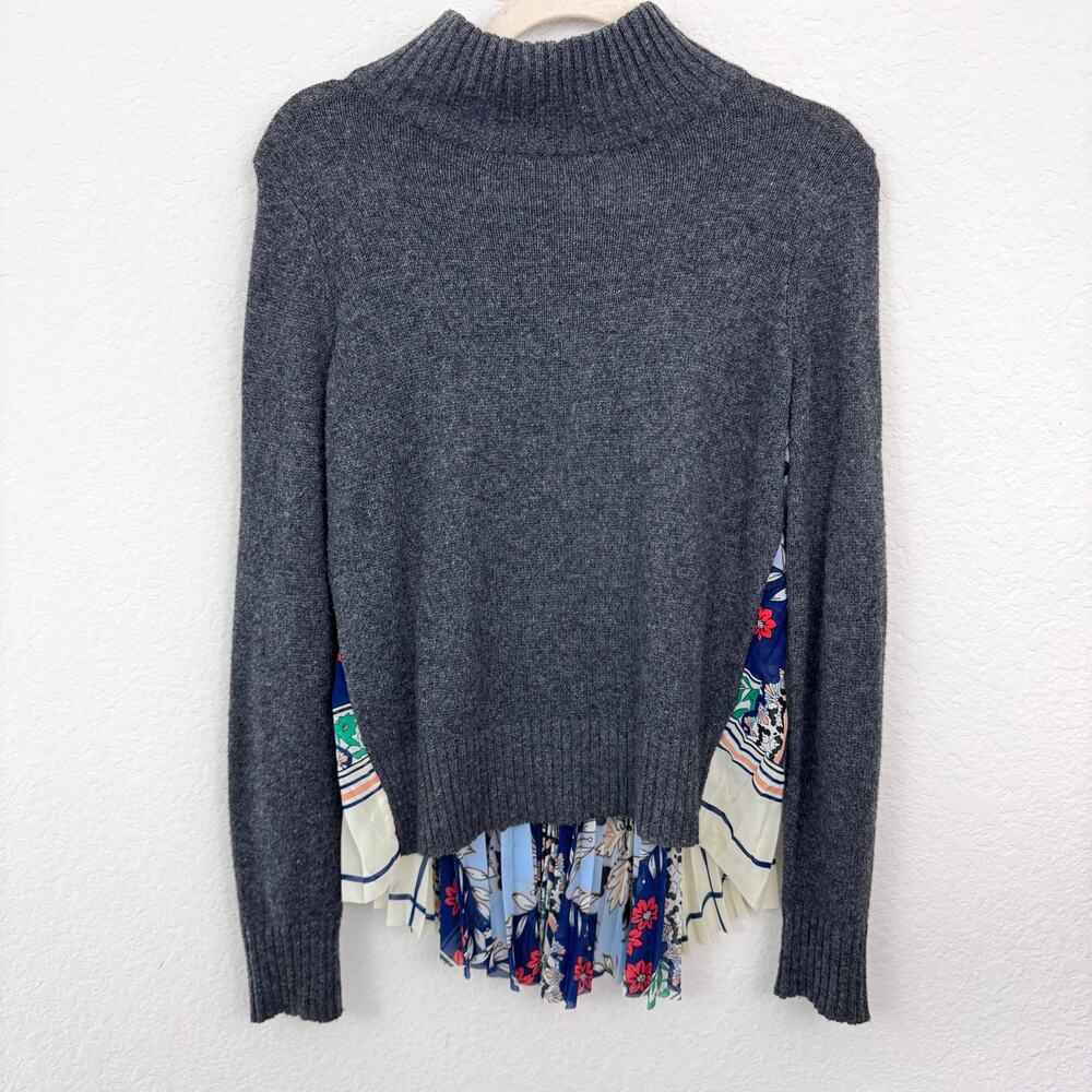 Anthro Moth Women Rona Turtleneck Sweater Size S Cashmere Blend Mixed Media Gray